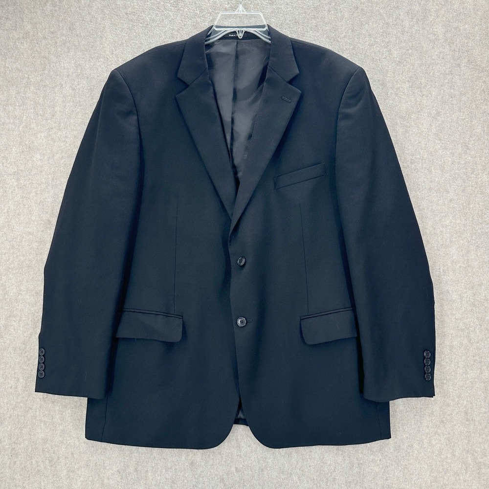 Linea Uomo Blazer Suit Jacket Mens 50 Long Black‎ 100% Wool Modern Fit 2 Button